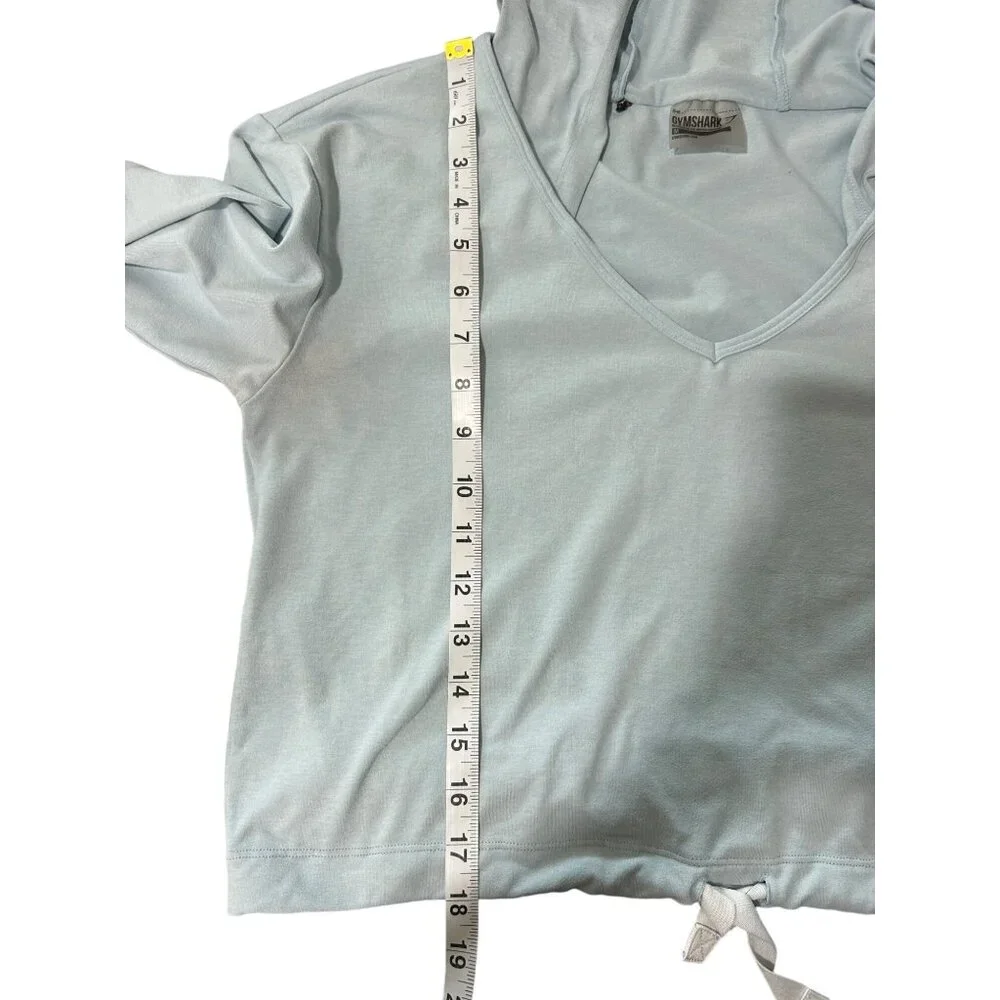 Gymshark Women's Cropped Hoodie Long Sleeve Top Size M Light Blue - Picture 5 of 6